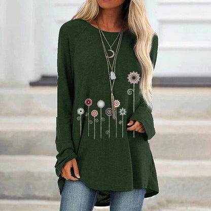 Women's Floral Embroidery Sweatshirt Soft Texture