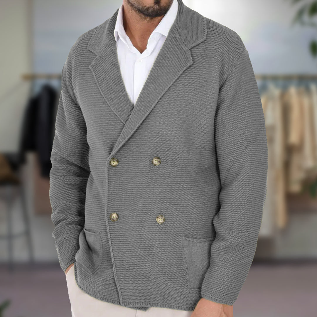 Men's Knit Cardigan Double-Breasted Blazer Style