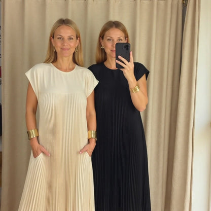 Women's Pleated Maxi Dress Flowy Cocktail