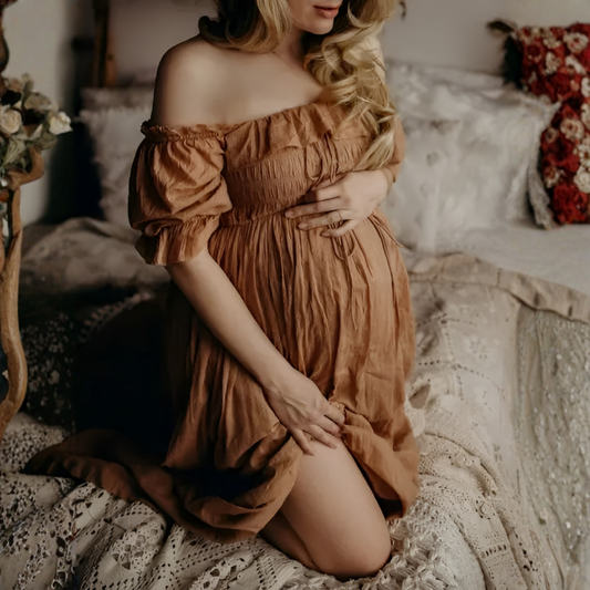 Women's Off Shoulder Maxi Maternity Dress - Fashinoza
