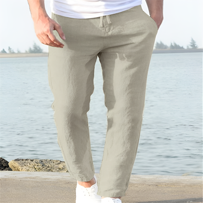 Men's Linen Casual Trousers Beige