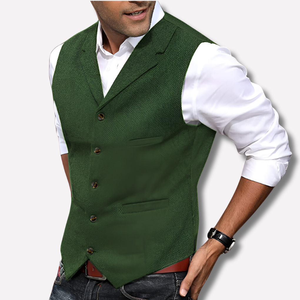 Men's Formal Vest Wool Elegant Black - Fashinoza