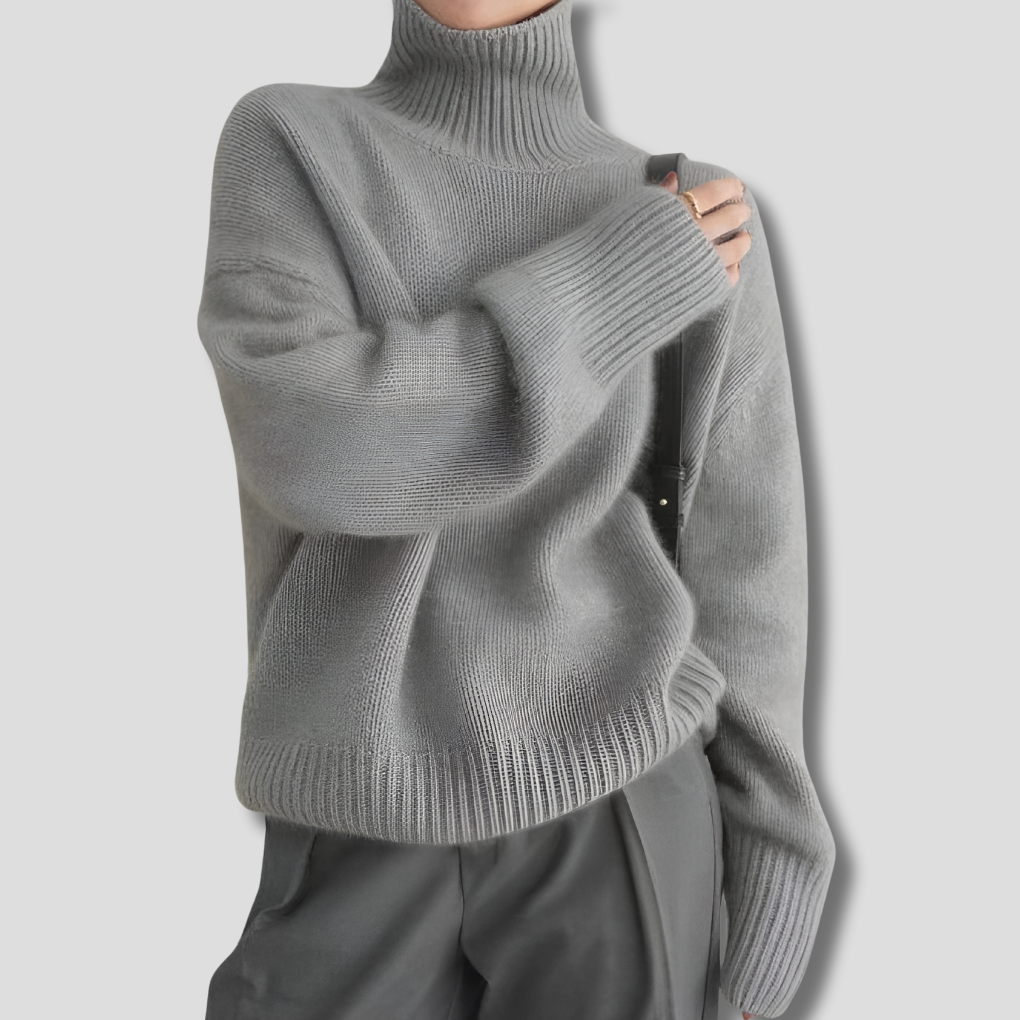 Women's Thick Wool Winter Sweater High Collar - Fashinoza