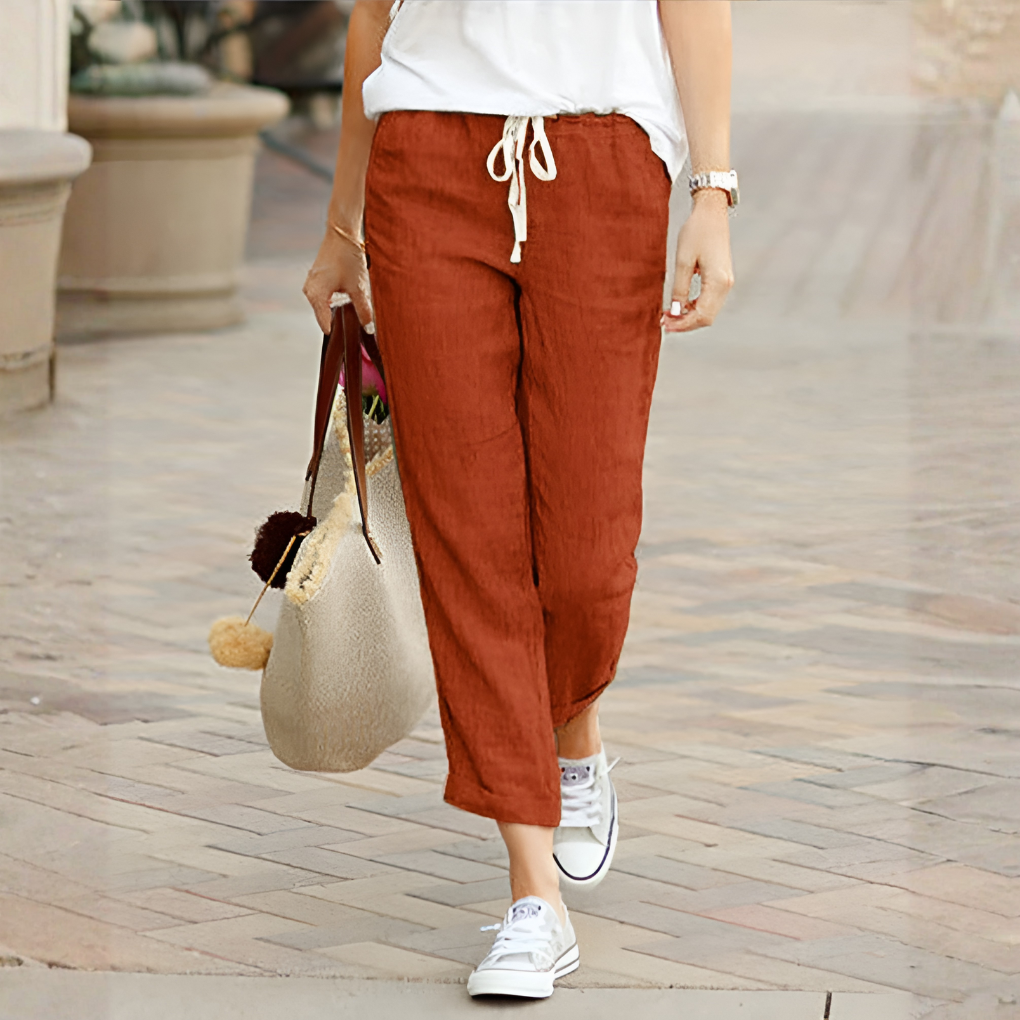 Women's Straight Leg Trousers Elastic Waist