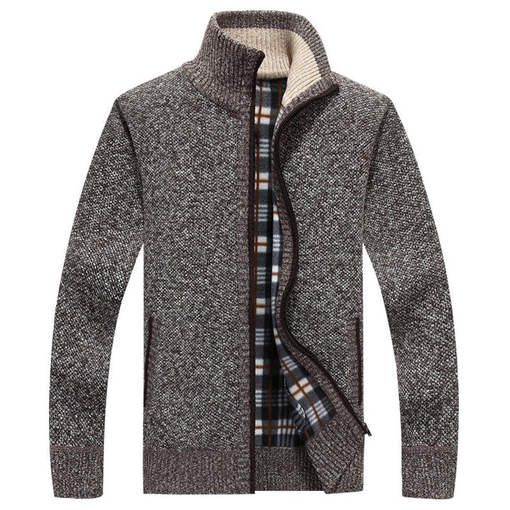 Men's Knitted Sweater Zipper Warm Grey