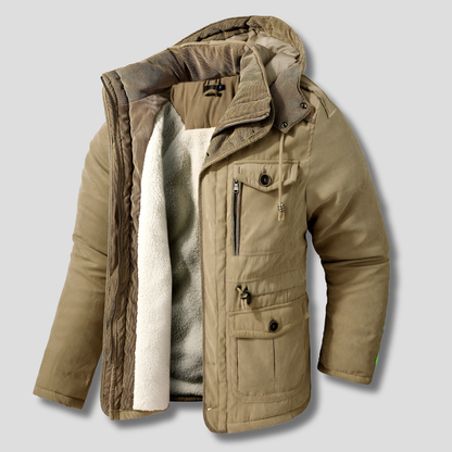 Men's Winter Parka Jacket Multi-Pocket Waterproof