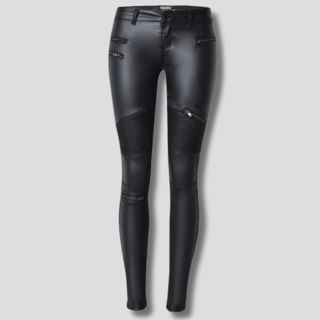 Women's Slim Fit Faux Leather Pants - Fashinoza