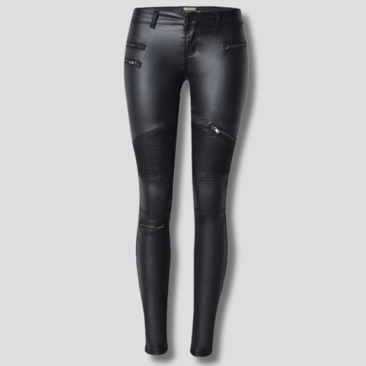 Women's Slim Fit Faux Leather Pants - Fashinoza