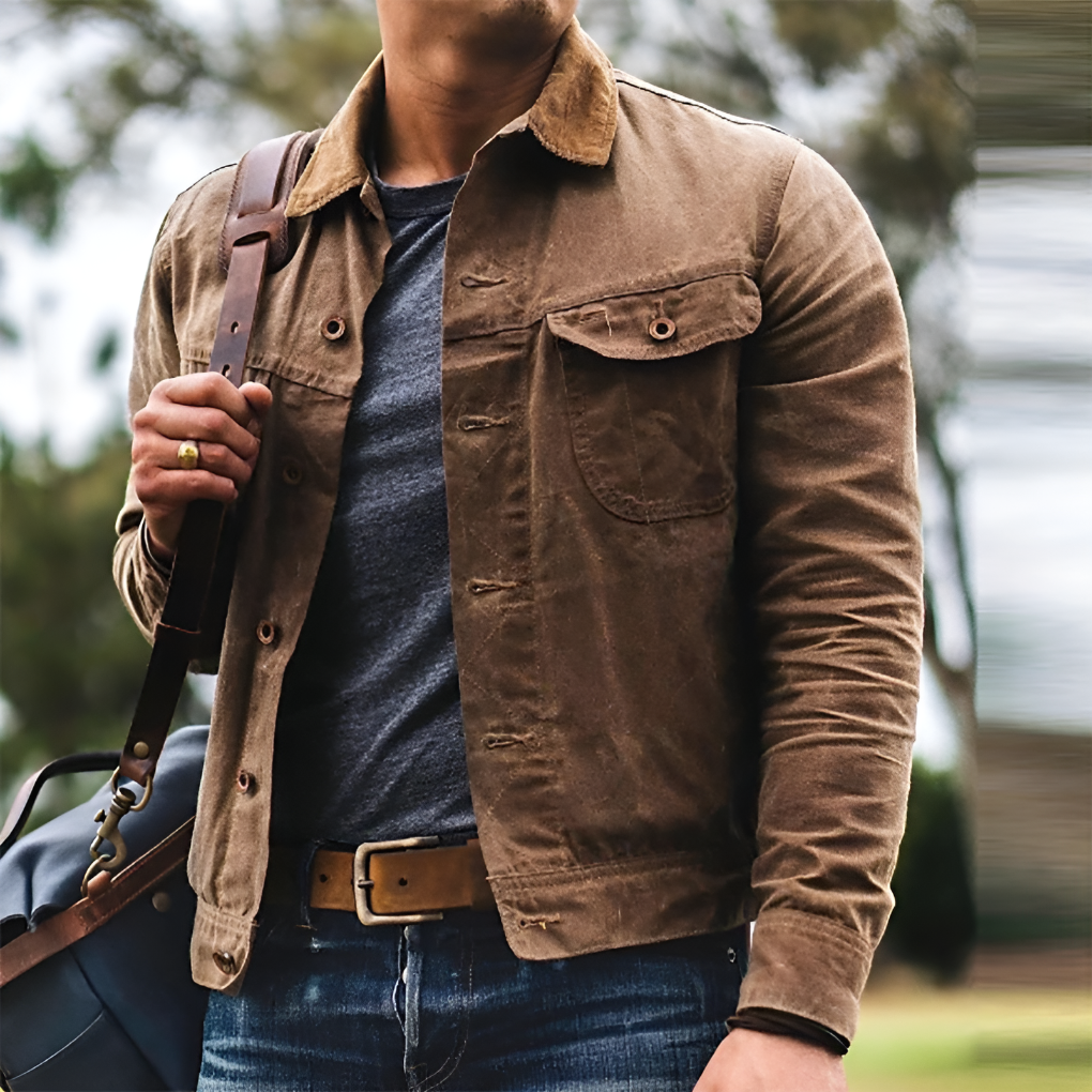 Men's Rugged Outdoor Jacket Button Front - Fashinoza