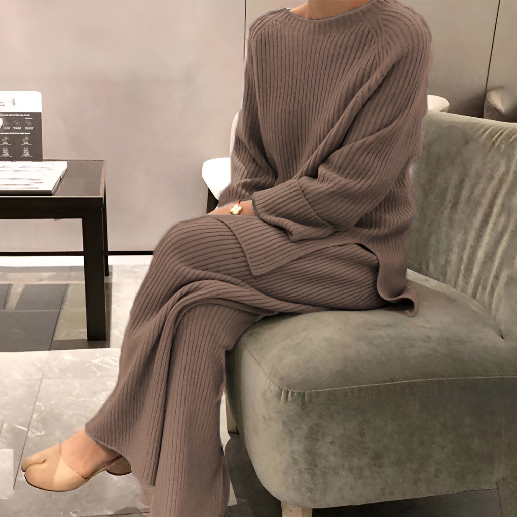 Women's Knit Sweater And Trousers Set - Fashinoza
