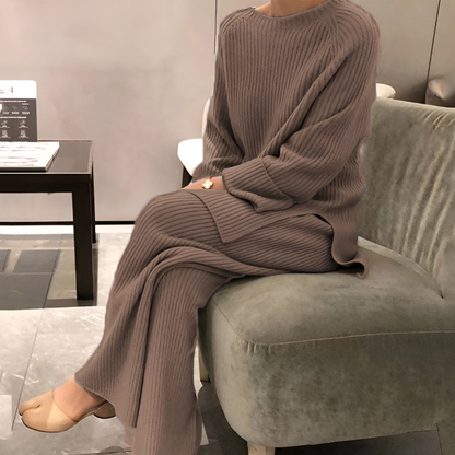 Women's Knit Sweater And Trousers Set - Fashinoza