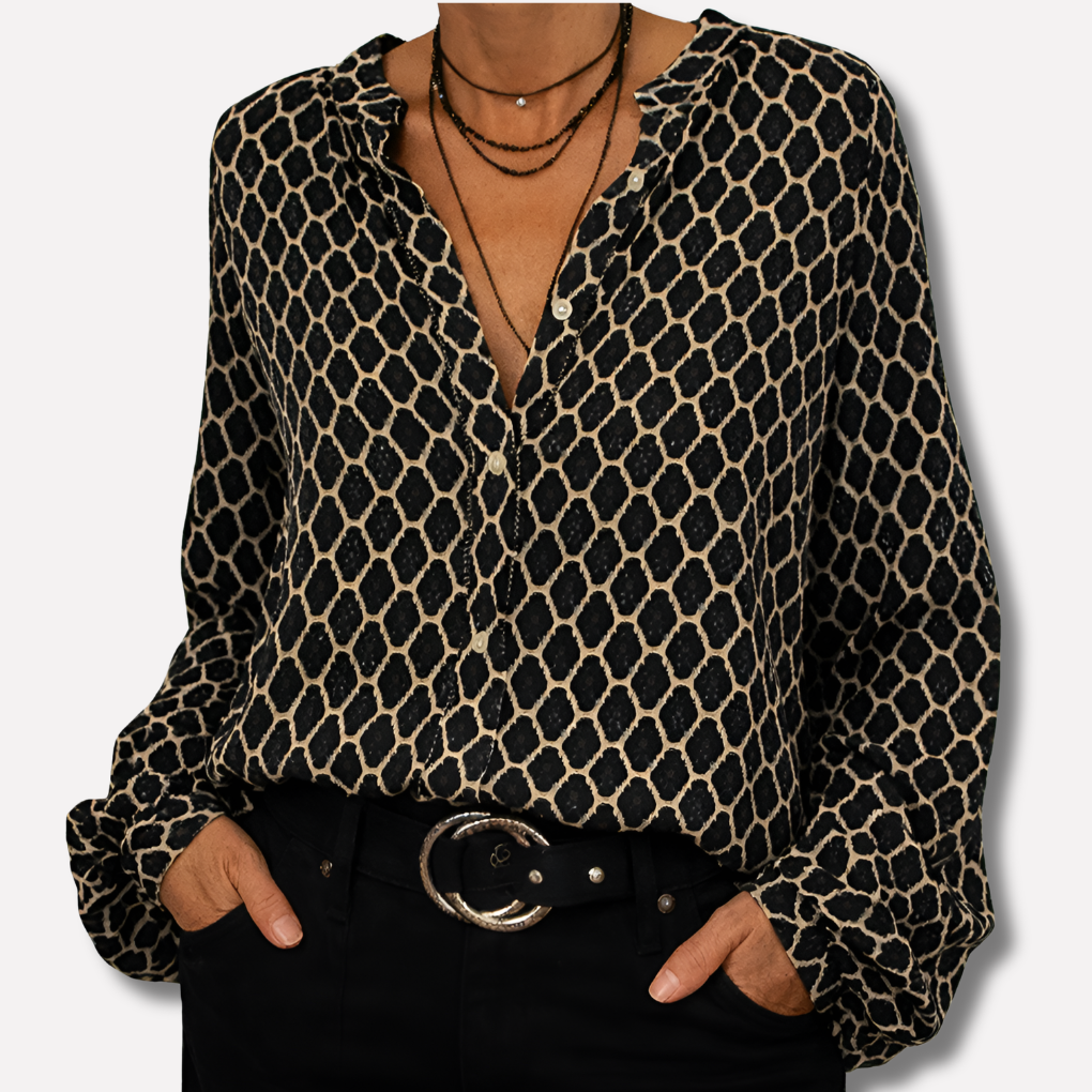 Women's V Neck Blouse Printed