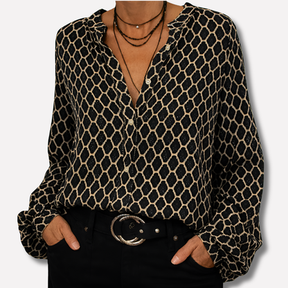 Women's V Neck Blouse Printed