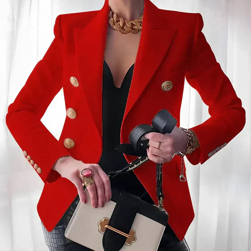 Women's Double-Breasted Blazer Gold Buttons