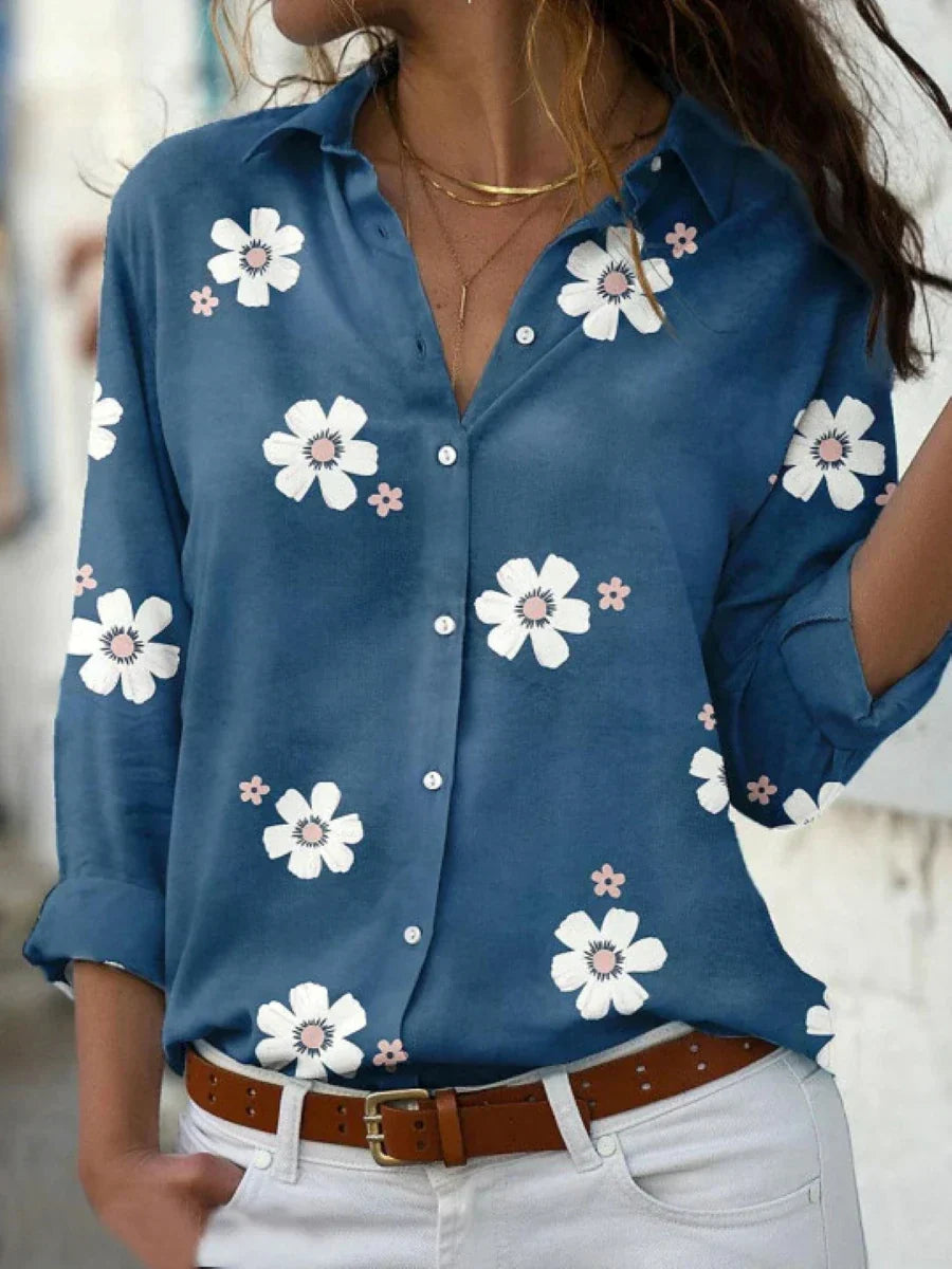 Women's Floral Print Blouse Button Front