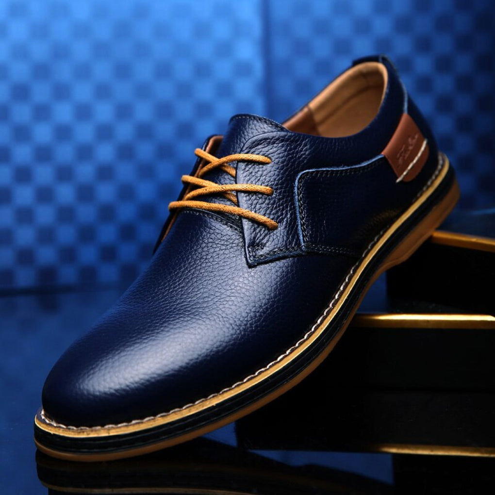 Men's Leather Oxford Shoes Classic Brown - Fashinoza