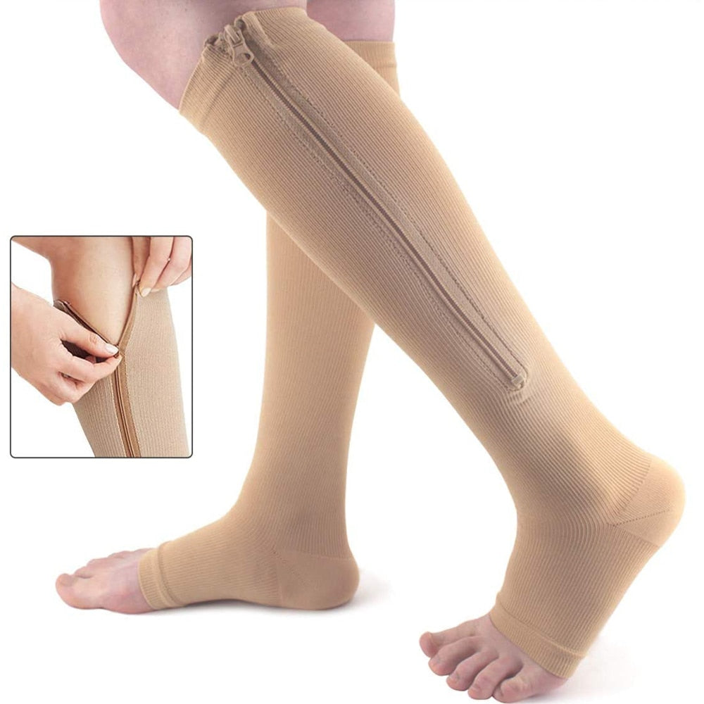 Support Stockings with Zipper for Tired Legs Relief - Fashinoza
