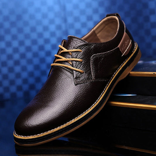 Men's Leather Oxford Shoes Classic Black - Fashinoza