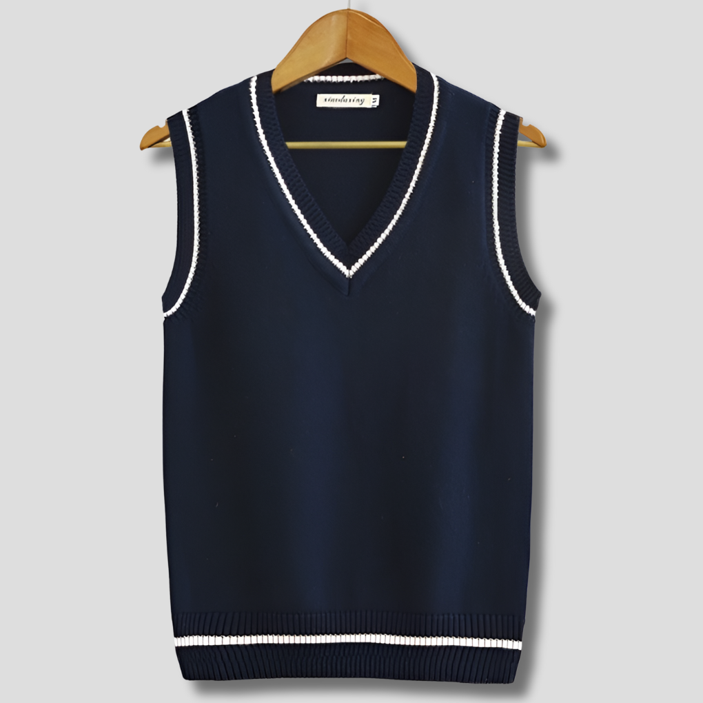 Sleeveless Striped Pullover Preppy Style - Fashinoza