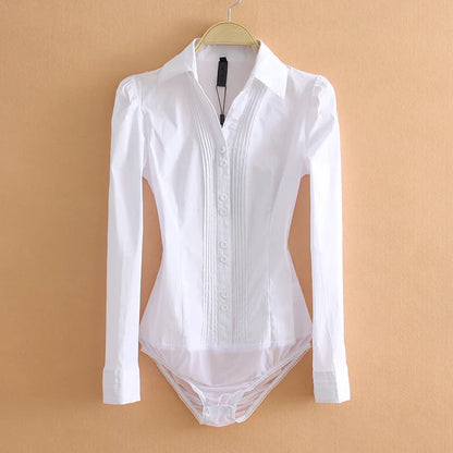 Women's Button Down Bodysuit Shirt - 
Fashinoza