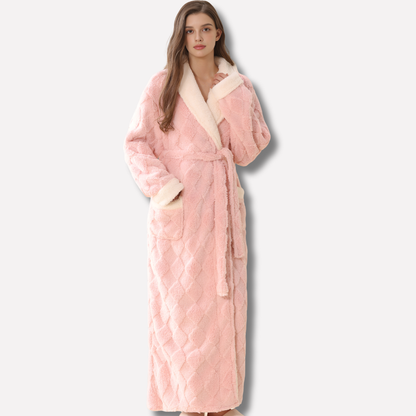 Women's Thick Hooded Flannel Bathrobe - Fashinoza