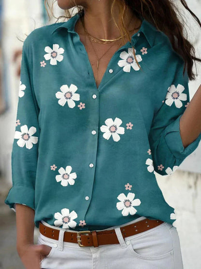 Women's Floral Print Blouse Button Front