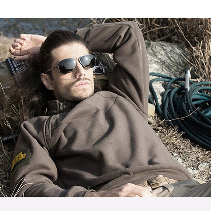 Men's Tactical Fleece Jumper High Neck Half-Zip Windproof