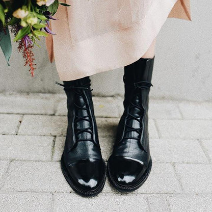Women's Ankle Boots Lace Up Flat Heel