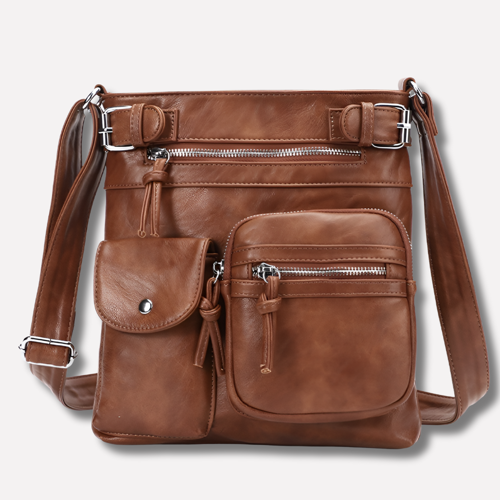 Women's Leather Shoulder Bag Multi Pocket - Fashinoza