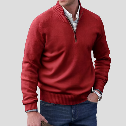 Men's Cotton Sweater Zipper Collar