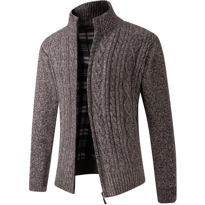 Men's Knitted Sweater Zipper Warm Grey