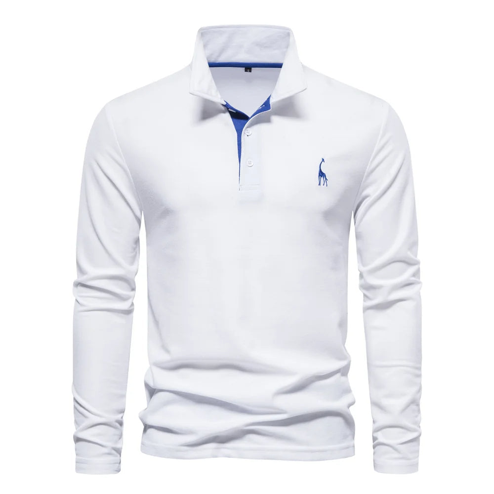 Men's Long Sleeve Polo Jumper Cotton Classic Collar Comfortable