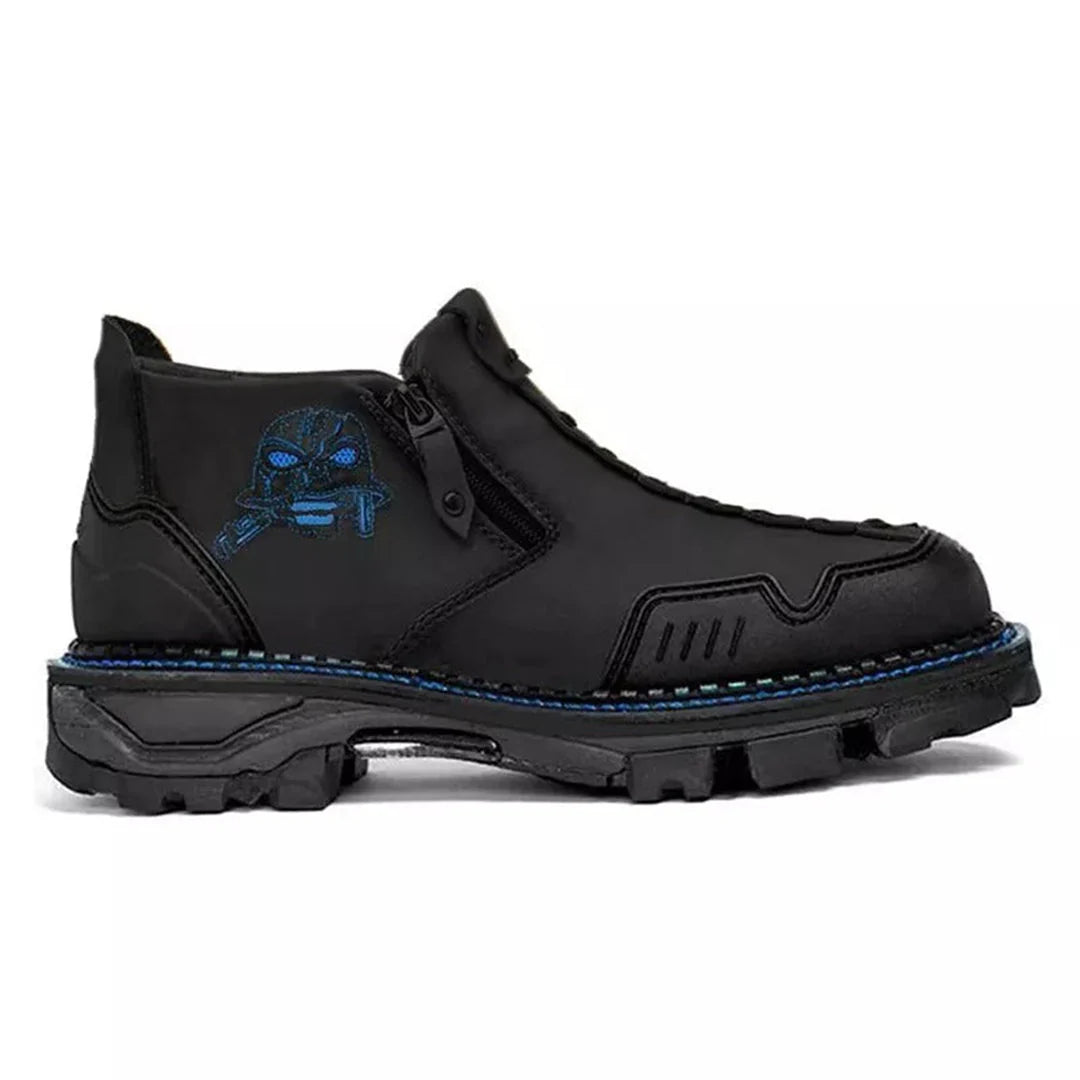 Men's Ankle Boots Skull Accent Black Bold Style Comfortable