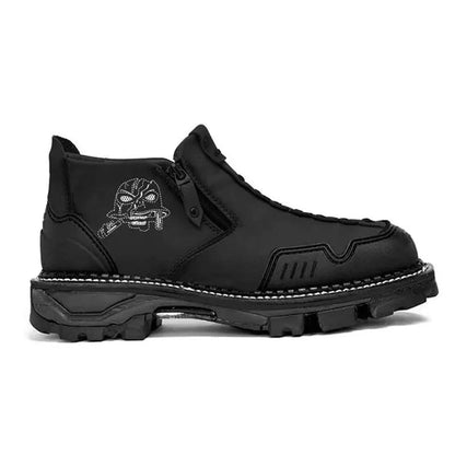 Men's Ankle Boots Skull Accent Black