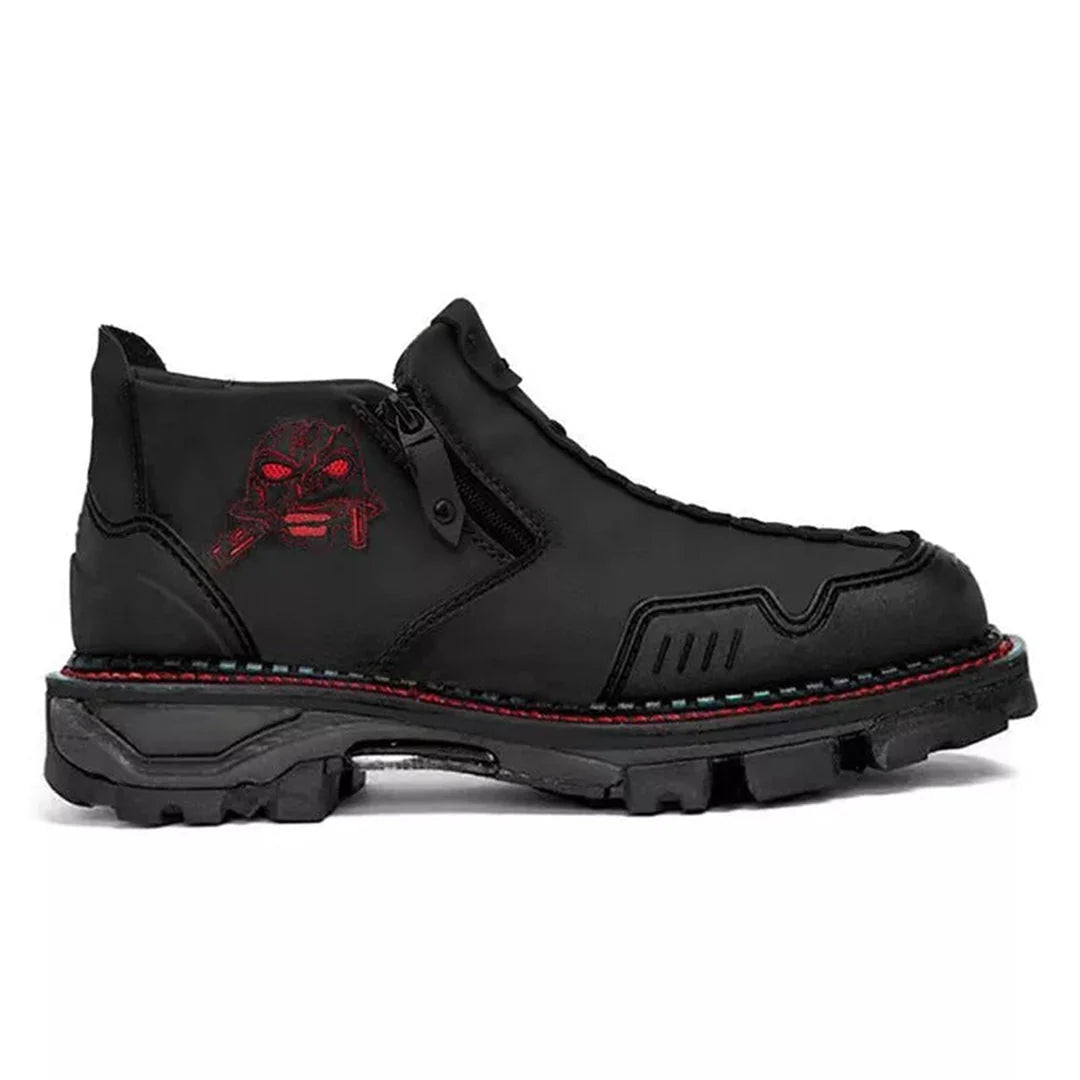 Men's Ankle Boots Skull Accent Black Bold Style Comfortable