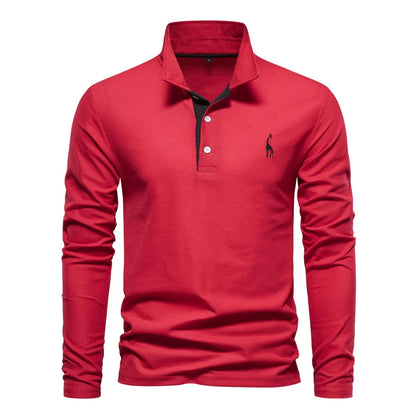 Men's Long Sleeve Polo Jumper Cotton Classic Collar Comfortable - Fashinoza