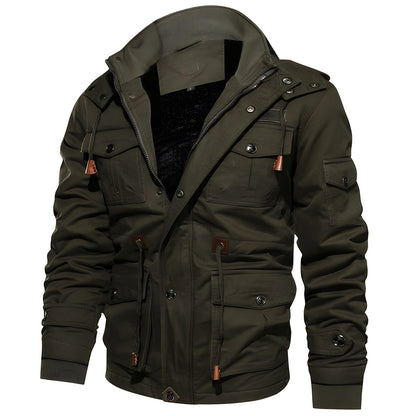 Men's Zipper Jacket Multiple Pockets - Fashinoza