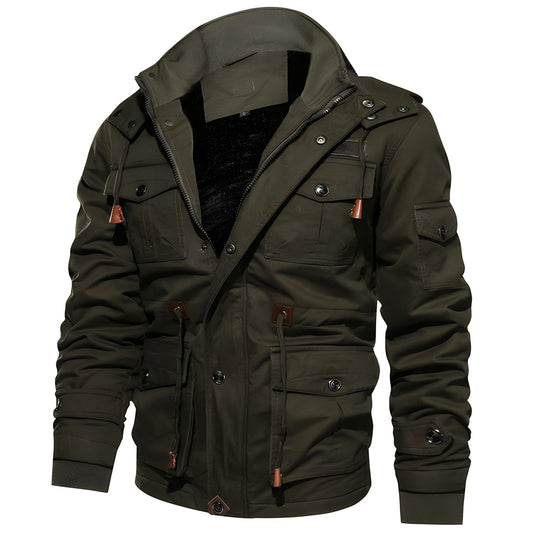 Men's Zipper Jacket Multiple Pockets - Fashinoza
