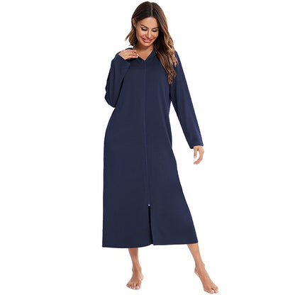 Women's Hooded Fleece Zip Up Nightdress
