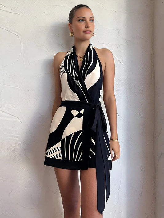 Women's Halter Wrap Dress Flattering Design - 
Fashinoza