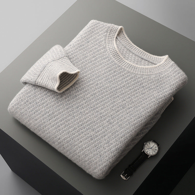 Textured Crewneck Knit Sweater
