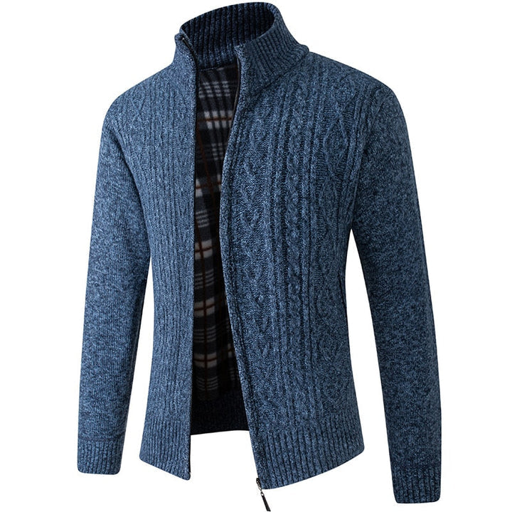 Men's Knitted Sweater Zipper Warm Beige