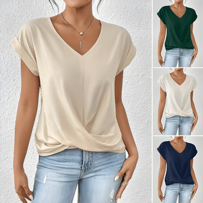 Seloria | Women’s V Neck Twist Front Summer Top