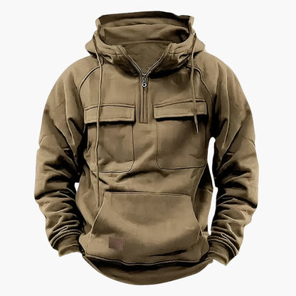 Men's Half-Zip Hoodie Chest Pockets - Fashinoza