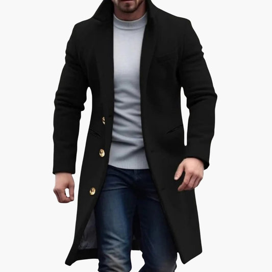 Men's Long Button Coat - Fashinoza