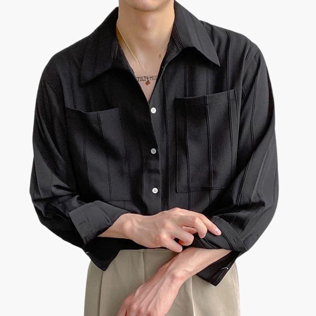 Men's Crew Neck T-Shirt Ribbed Texture - Fashinoza