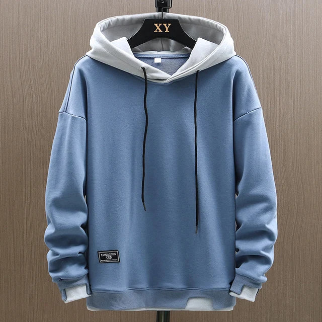 Men's Colorblock Hoodie Relaxed Fit Adjustable Drawstring - Fashinoza