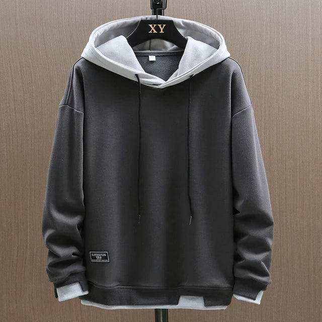 Men's Colorblock Hoodie Relaxed Fit Adjustable Drawstring
