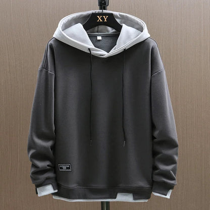 Men's Colorblock Hoodie Relaxed Fit Adjustable Drawstring