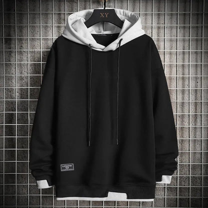 Men's Colorblock Hoodie Relaxed Fit Adjustable Drawstring